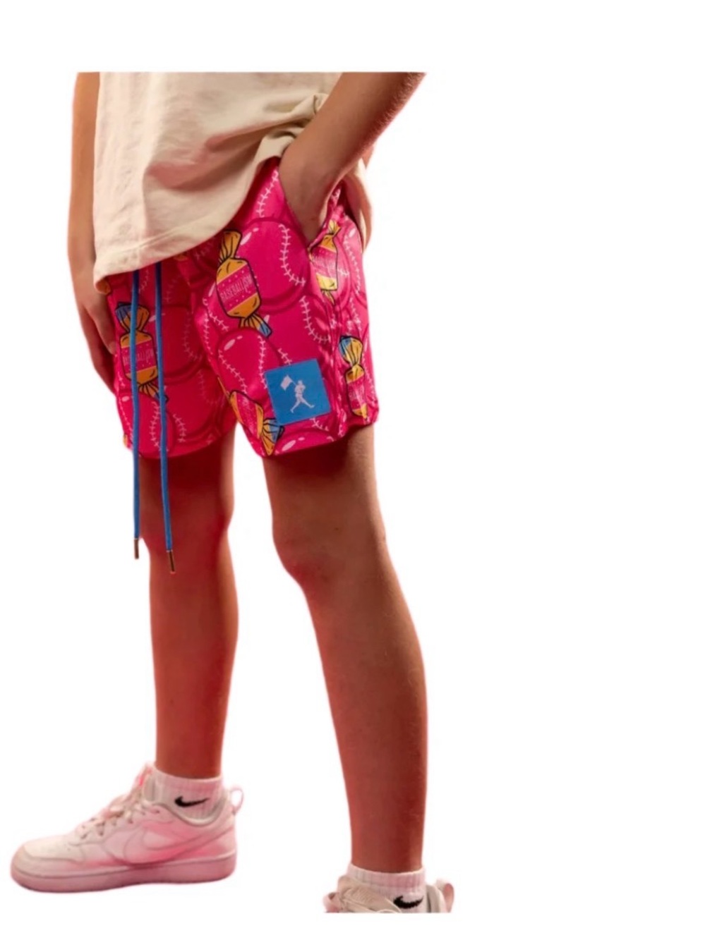 Baseballism Youth XL "Doubles and Bubbles" Bubble Gum Mesh Shorts - NWOT